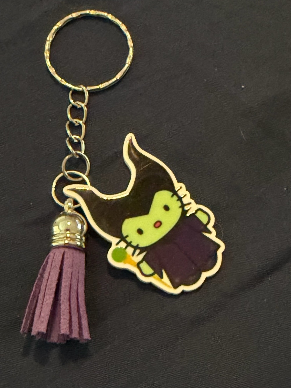 Purple Green Cartoon Tassel Keychain